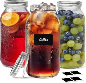 ComSaf Large Glass Mason Jars for Preserving
