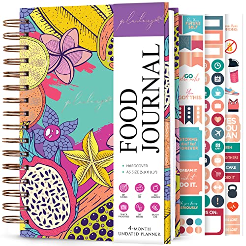 PLANBERRY Food Journal – Nutrition Planner with Diet & Calorie Tracker – Wellness Diary for Tracking Meals & Exercise – Weight loss Journal for Women & Men - 16.5 x 21.5cm Hardcover (Exotic Cocktail)