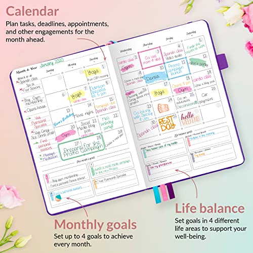 GoGirl Planner and Organizer for Women – Compact Size Weekly Planner, Goals Journal & Agenda to Improve Time Management, Productivity & Live Happier. Undated – Start Anytime, Lasts 1 Year – Purple