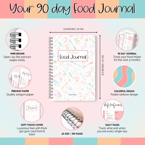 My 90 Day Food Journal: Daily Food Journal, 90 Day Meal Tracker & Planner, Fitness Diet Wellness Planner, Habit Tracker, Weight Loss Tracker, Nutrition Log, Daily Food Diary - A5 Colorful Sky
