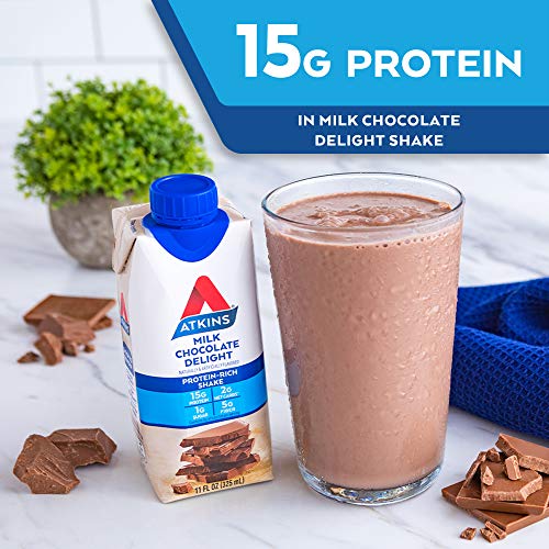 Atkins Chocolate Delight Protein Shake, Low Carb, 12-Pack
