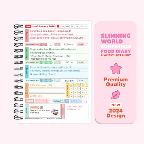 Slimming World Compatible Food Diary Diet Journal Planner 7 Week Countdown Card with Stickers 2024