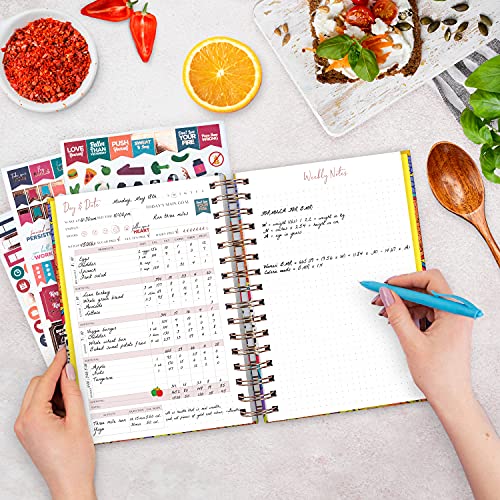 PLANBERRY Food Journal – Nutrition Planner with Diet & Calorie Tracker – Wellness Diary for Tracking Meals & Exercise – Weight loss Journal for Women & Men - 16.5 x 21.5cm Hardcover (Exotic Cocktail)