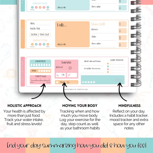 My 90 Day Food Journal: Daily Food Journal, 90 Day Meal Tracker & Planner, Fitness Diet Wellness Planner, Habit Tracker, Weight Loss Tracker, Nutrition Log, Daily Food Diary - A5 Colorful Sky