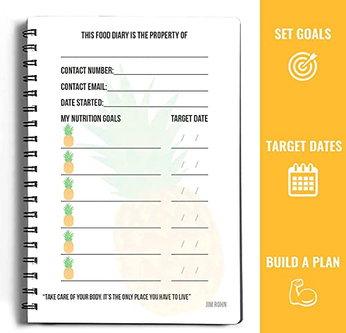 Nutrition Log Daily Food Diary & Meal Planner (A5, Pineapple), Fitness Journal Notebook for Planning & Tracking Nutrition Goals, Body Weight & Body Measurements