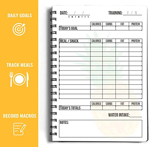 Nutrition Log Daily Food Diary & Meal Planner (A5, Pineapple), Fitness Journal Notebook for Planning & Tracking Nutrition Goals, Body Weight & Body Measurements