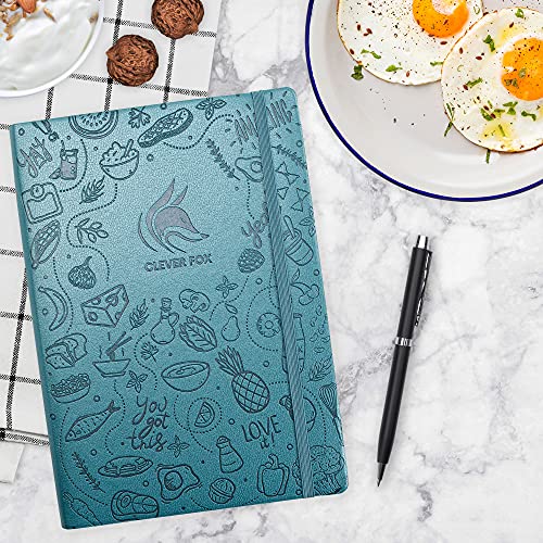 Clever Fox Food Journal Pro – Diet & Wellness Planner for Women & Men – Weight Loss Diary with Calorie Tracker – Food Log for Tracking Meals, Exercise & Weightloss - 18.5 x 26cm, Undated - Aquamarine