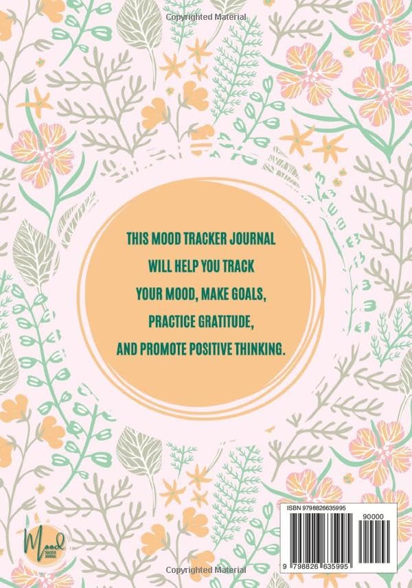 Mood Tracker Journal: Daily Mental Health & Wellness Diary With Prompts: Mood, Sleep, Energy, Activities, Food Intake, Gratitude, Goals | Great For ... Or Depression | Self Care Notebook for Women