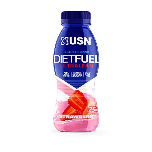 USN Diet Fuel Ultralean Pre-mixed & Ready to Drink Meal Replacement Shake Bottles: 8 x 310ml Strawberry