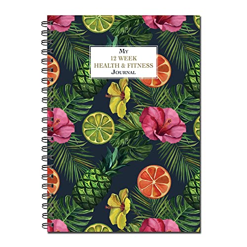Cherry 12 Week Health and Fitness Journal/Food and Exercise Tracker Wirobound with Fruit & Flower Cover on Premium 120gsm Paper A5 (210 x 148 millimetres) 55 Double Sided Sheets per Book