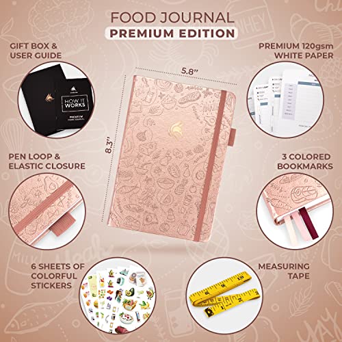 Clever Fox Food Journal Premium – Daily Meal Tracking Log with Calorie Tracker – Nutrition, Diet & Weight Loss Diary for Women & Men – Suitable for Bariatric Meal Tracking, A5 Size – Rose Gold