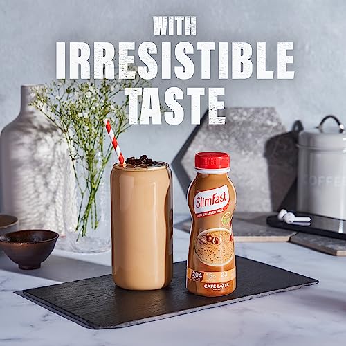 SlimFast Ready To Drink Shake, Tasty, Balanced Shake with 15g protein, 23 Vitamins and Minerals and No Sugar, Cafe Latte Flavour, 6 x 325 ml Multipack, Packaging May Vary
