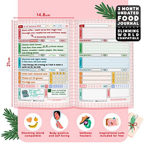 Slimming World Compatible 3 Month Food Diary New Year 2023 Diet Journal Planner Weight loss Buddy Pages (Spacious - SW)