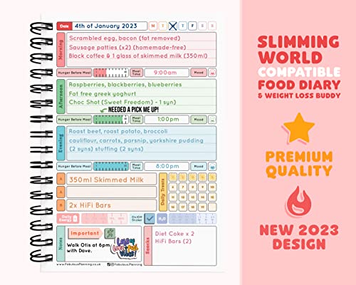 Slimming World Compatible Food Diet Diary Log Journal Weight Loss Wellness 7 Week Duration with Stickers 2023