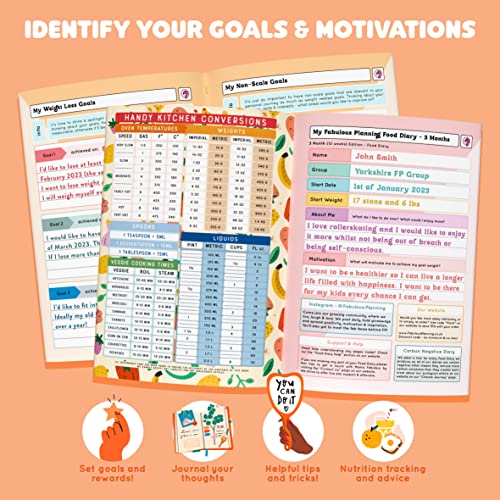 Slimming World Compatible 3 Month Food Diary New Year 2023 Diet Journal Planner Weight loss Buddy Pages (Spacious - SW)