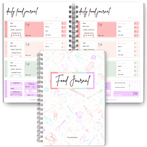 Food Journal: Daily Food Journal, 90 Day Meal Tracker & Planner, Fitness Diet Wellness Planner, Habit Tracker, Weight Loss Tracker, Nutrition Log, Daily Food Diary - A5 Pastel Rainbow