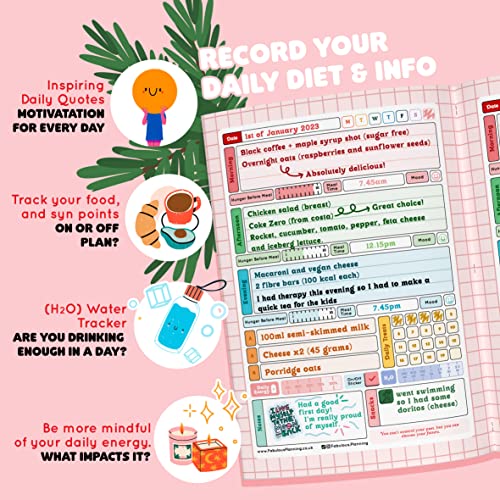Slimming World Compatible 3 Month Food Diary New Year 2023 Diet Journal Planner Weight loss Buddy Pages (Spacious - SW)