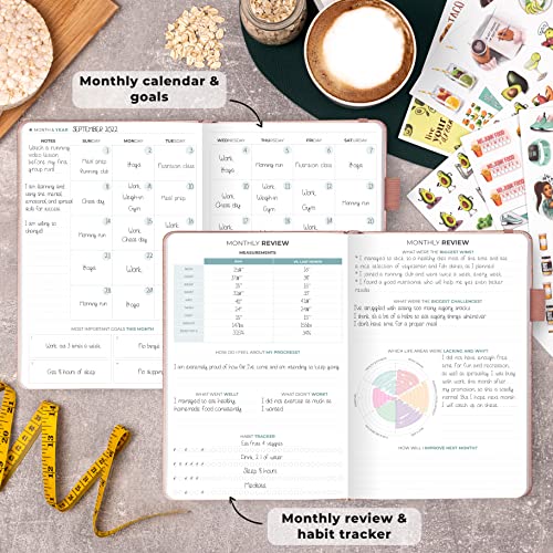Clever Fox Food Journal Premium – Daily Meal Tracking Log with Calorie Tracker – Nutrition, Diet & Weight Loss Diary for Women & Men – Suitable for Bariatric Meal Tracking, A5 Size – Rose Gold