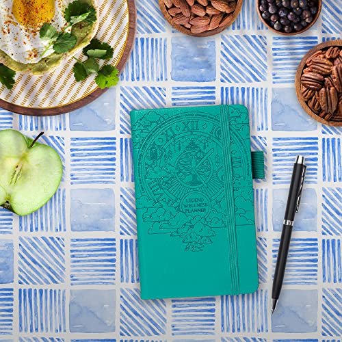 Legend Wellness Planner & Food Journal – Daily Diet, Health & Fitness Journal with Exercise & Weight Loss Trackers – Lifestyle, Nutrition & Workout Diary – Lasts 6 Months, Pocket Size - Turquoise