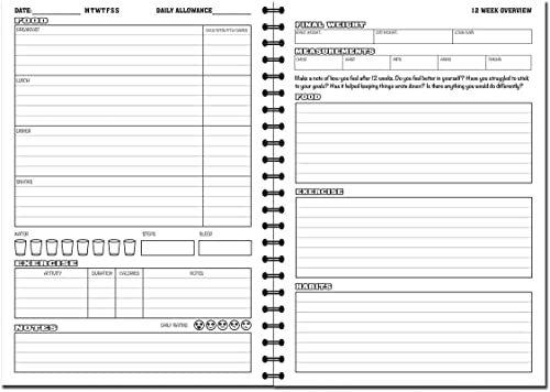 Cherry 12 Week Health and Fitness Journal/Food and Exercise Tracker Wirobound with Fruit & Flower Cover on Premium 120gsm Paper A5 (210 x 148 millimetres) 55 Double Sided Sheets per Book