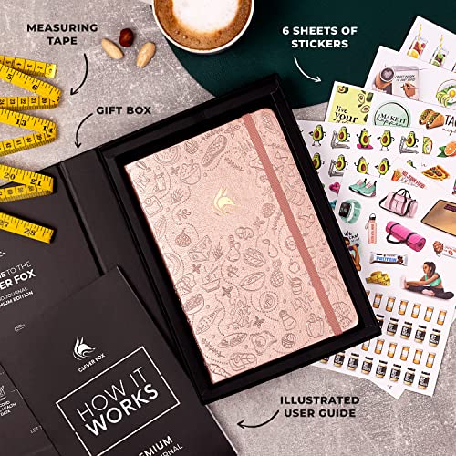 Clever Fox Food Journal Premium – Daily Meal Tracking Log with Calorie Tracker – Nutrition, Diet & Weight Loss Diary for Women & Men – Suitable for Bariatric Meal Tracking, A5 Size – Rose Gold