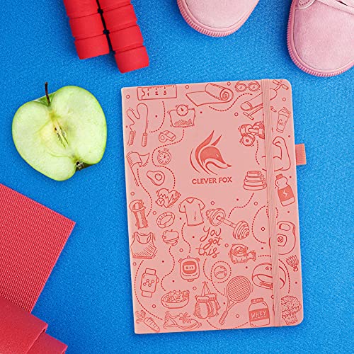 Clever Fox Fitness & Food Journal – Nutrition & Workout Planner for Women & Men – Diet & Gym Exercise Log Book with Calendars, Diet & Training Trackers - Undated, A5, Hardcover (Light Pink)