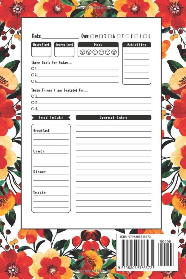 Mood Tracker Journal: Daily Health & Wellness Journal Diary,Mood, Sleep, Energy, Activities, Food Intake, Gratitude, Goals,Mental Health journal