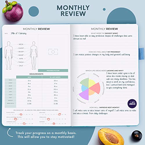 Clever Fox Wellness Journal – Weekly & Daily Health and Wellness Log, Food Journal & Meal Planner Diary for Calorie Counting, Notebook for Medical Condition Tracking, A5 – Light Blue