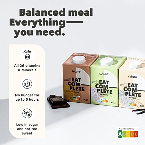 Saturo Meal Replacement Variety Pack | High In Protein Shake with 500 kcal | Vegan | Drinkable Meal With 26 nutrients | 18 x 500 ml