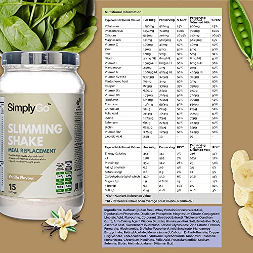 High Protein Slimming Shake for Weight Loss | Meal Replacement Powder Suitable for Men & Women | Made in the UK (Vanilla)
