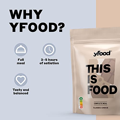 YFood Powder Classic Choco, protein meal replacement, THIS IS FOOD powder, 25g of protein, 17 meals, 26 vitamins & minerals, 1,5kg pack