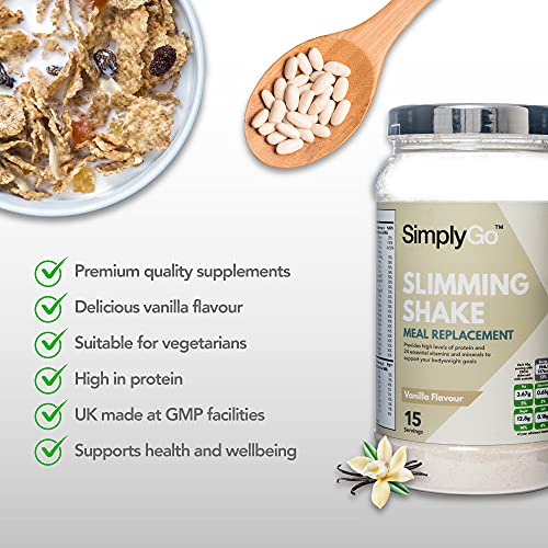High Protein Slimming Shake for Weight Loss | Meal Replacement Powder Suitable for Men & Women | Made in the UK (Vanilla)