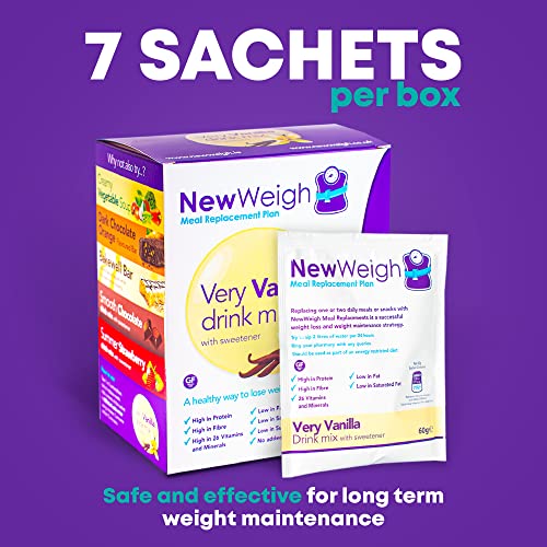 Meal Replacement Weight Loss Shake - Delicious Very Vanilla High Protein Diet Shake Powder, High in Fibre and Low Fat. Healthy Shakes for Women, Men 7 x 60g Sachets