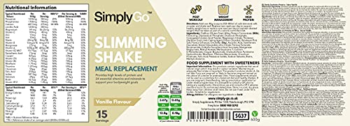 High Protein Slimming Shake for Weight Loss | Meal Replacement Powder Suitable for Men & Women | Made in the UK (Vanilla)