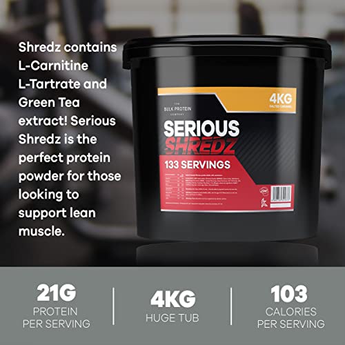 The Bulk Protein Company – Serious Shredz – Diet Whey Protein Powder – Contains L-Carnitine L-Tartrate and Green Tea Extract – Supports Lean Muscle Growth – 4kg (Salted Caramel), 133 Servings