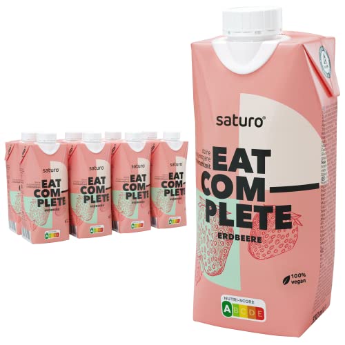 Saturo Meal Replacement Shake Strawberry | Astronaut Food with Protein & 330kcal | Drinkable Food with Valuable Nutrients | 8 x 330ml