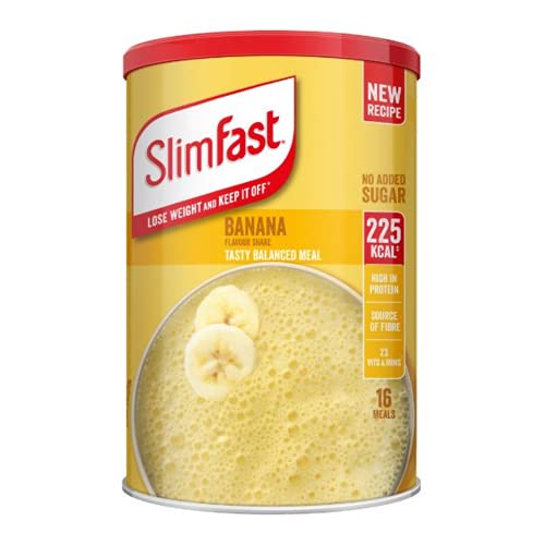 Slim Fast Banana Flavour Shake Powder 584g - 16 Servings Balanced Meal Replacement 225kcal, Rich In Protein, Fibre, 23 Vitamins And Minerals
