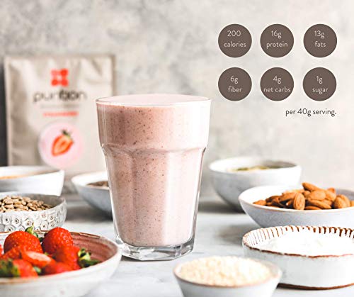 Purition Strawberry - Natural, Gluten Free, High Protein, Keto, Meal Replacement Shake for healthy weight management.