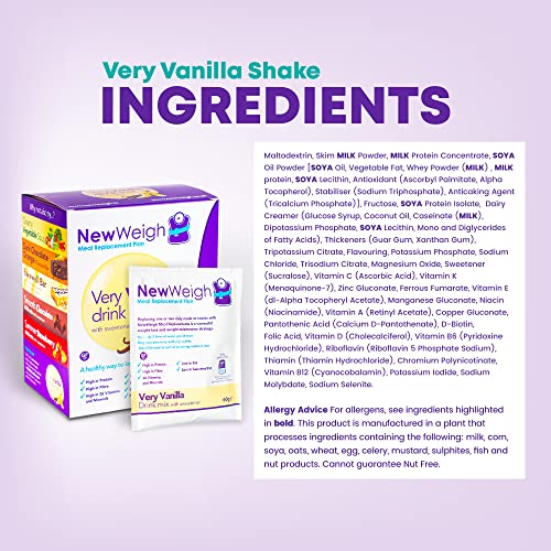 Meal Replacement Weight Loss Shake - Delicious Very Vanilla High Protein Diet Shake Powder, High in Fibre and Low Fat. Healthy Shakes for Women, Men 7 x 60g Sachets