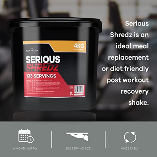 The Bulk Protein Company – Serious Shredz – Diet Whey Protein Powder – Contains L-Carnitine L-Tartrate and Green Tea Extract – Supports Lean Muscle Growth – 4kg (Salted Caramel), 133 Servings