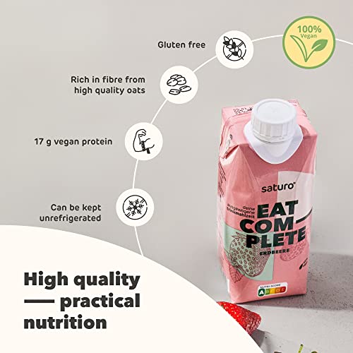 Saturo Meal Replacement Shake Strawberry | Astronaut Food with Protein & 330kcal | Drinkable Food with Valuable Nutrients | 8 x 330ml
