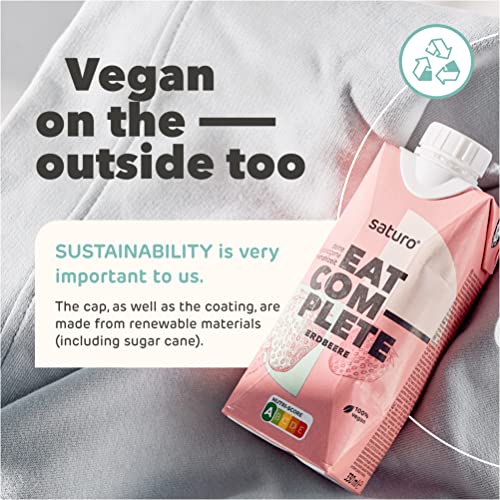 Saturo Meal Replacement Shake Strawberry | Astronaut Food with Protein & 330kcal | Drinkable Food with Valuable Nutrients | 8 x 330ml