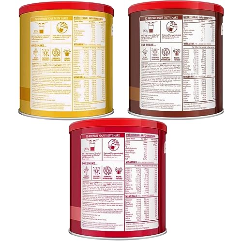 Meal Replacement SlimFast Meal Shake Powder Banana, Strawberry And Chocolate 365g 10 Servings | High in Protein, Source of Fibre, Healthy Shake for Balanced Diet Plan with Vitamins and Minerals