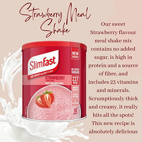 Meal Replacement SlimFast Meal Shake Powder Banana, Strawberry And Chocolate 365g 10 Servings | High in Protein, Source of Fibre, Healthy Shake for Balanced Diet Plan with Vitamins and Minerals
