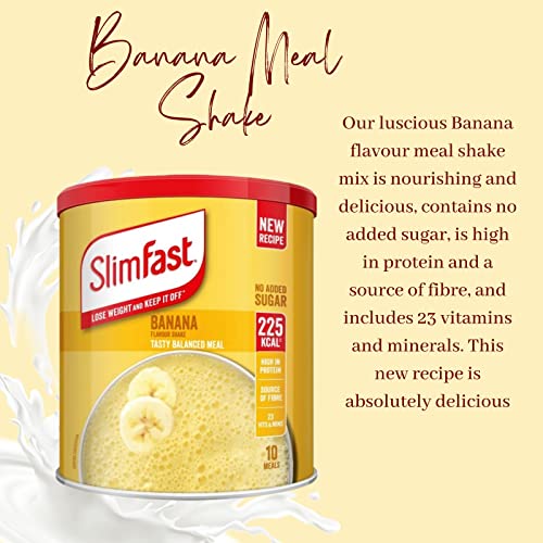 Meal Replacement SlimFast Meal Shake Powder Banana, Strawberry And Chocolate 365g 10 Servings | High in Protein, Source of Fibre, Healthy Shake for Balanced Diet Plan with Vitamins and Minerals