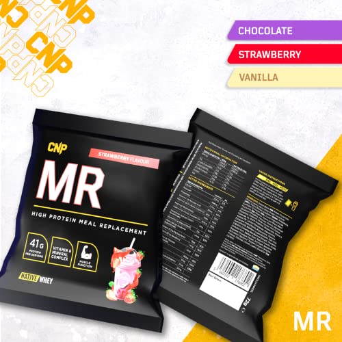 CNP Professional MR, High Protein Complete Meal Replacement Shake, 41g Protein with Vitamins & Minerals, Probiotics, Native Whey and Casein, 72g x 20 Sachets, 3 Flavours Available (Strawberry)