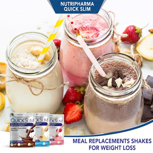 Quick Slim Meal Replacement Shake for Weight Loss, 30 Servings, 20g Protein, 27 Vitamins & Minerals, Dietary Fiber, Low Carb, Gluten Free (Mixed Flavored)