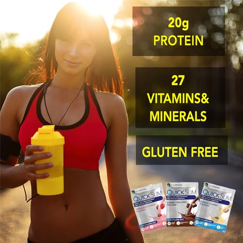 Quick Slim Meal Replacement Shake for Weight Loss, 30 Servings, 20g Protein, 27 Vitamins & Minerals, Dietary Fiber, Low Carb, Gluten Free (Mixed Flavored)