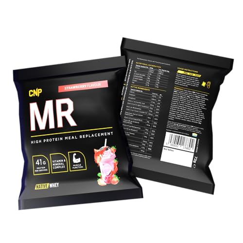 CNP Professional MR, High Protein Complete Meal Replacement Shake, 41g Protein with Vitamins & Minerals, Probiotics, Native Whey and Casein, 72g x 20 Sachets, 3 Flavours Available (Strawberry)