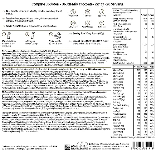 Protein Works - Complete 360 Meal Shake | 400 Calorie Meal Replacement Shake | High Protein Meal | 20 Servings | Double Milk Chocolate | 2kg